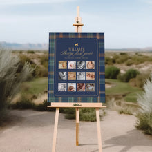 Load image into Gallery viewer, 0327 Vintage Teddy Bear Navy Plaid 1st Year photo Birthday Milestone Board Template, Digital Download
