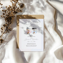 Load image into Gallery viewer, 2023 What’s Brewing Gender Reveal Invitation, Coffee Cup Bow Editable Template
