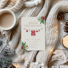 Load image into Gallery viewer, 0320 Editable Winter ONEderland Festive Birthday Invitation Template for Girls, Digital Download

