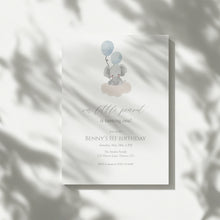 Load image into Gallery viewer, Baby Boy Blue Elephant 1st Birthday Invitation, Editable Digital Download Template 0324
