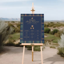 Load image into Gallery viewer, 0327 Teddy Bear Girl Navy Plaid 1st Birthday Milestone Board Template Digital Download
