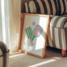 Load image into Gallery viewer, watercolor pickle ball paddle art print 07-362
