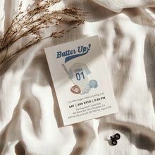 Load image into Gallery viewer, 0314 blue batter up birthday invitation template
