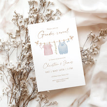 Load image into Gallery viewer, Editable Pink Blue Gender Reveal Baby Shower Invitation, editable template, digital download 2031
