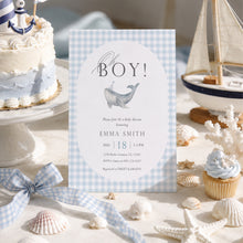 Load image into Gallery viewer, Boy Whale Watercolor Baby Shower Invitation, Elegant Editable Template 2045
