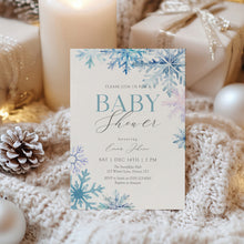 Load image into Gallery viewer, 2024 blue snowflake winter wonderland invitation template
