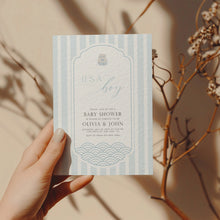 Load image into Gallery viewer, 0203 Blue Korean style baby shower invitation
