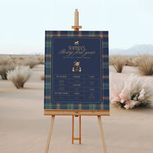 Load image into Gallery viewer, 0327 Teddy Bear Girl Navy Plaid 1st Birthday Milestone Board Template Digital Download
