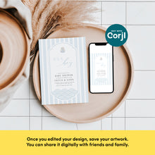 Load image into Gallery viewer, 0203 Blue Korean style baby shower invitation

