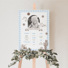 Load image into Gallery viewer, First Rodeo Photo Banner 12 Month Cowboy Birthday Boy Blue Gingham Western Baby Photo 0336
