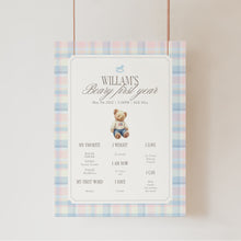 Load image into Gallery viewer, Bearly 1st twin sibling birthday milestone board template, digital download 0327
