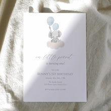 Load image into Gallery viewer, Baby Boy Blue Elephant 1st Birthday Invitation, Editable Digital Download Template 0324
