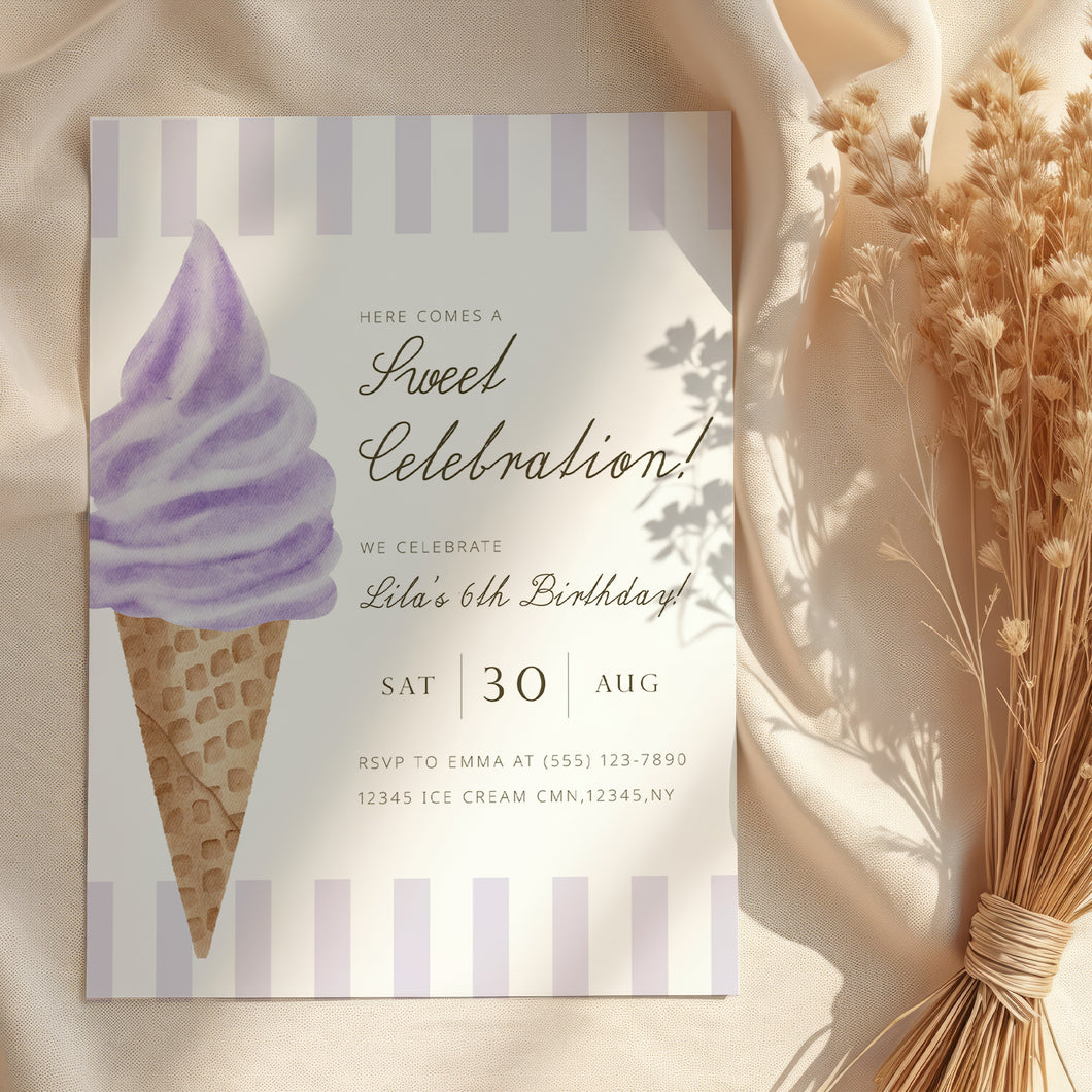 0309 ice cream birthday invitation