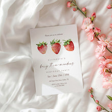 Load image into Gallery viewer, 0326 Strawberry berry three-mendous 3 years Birthday Invite, Editable Template, Digital Download
