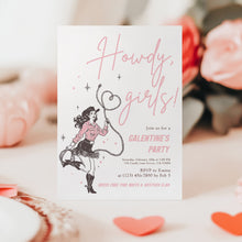 Load image into Gallery viewer, 08012 Cowgirl Valentines Girls Night Out Party Invite, editable template, digital download
