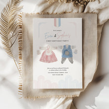 Load image into Gallery viewer, 0304 Korean Twins Hanbok 1st birthday Dol invitation Template
