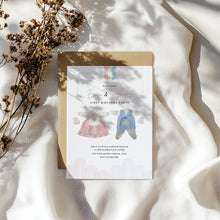 Load image into Gallery viewer, 0304 Korean Twins Hanbok 1st birthday Dol invitation Template
