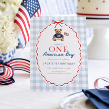 Load image into Gallery viewer, All American Boy 1st Birthday Invitation, 4th of July Patriotic Summer Party Template 0341
