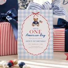 Load image into Gallery viewer, All American Boy 1st Birthday Invitation, 4th of July Patriotic Summer Party Template 0341
