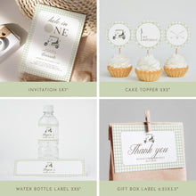 Load image into Gallery viewer, Hole in One 1st Birthday Bundle, Sage Green Golf Party Decor Template Set 0311
