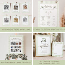 Load image into Gallery viewer, Hole in One 1st Birthday Bundle, Sage Green Golf Party Decor Template Set 0311
