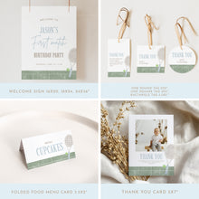 Load image into Gallery viewer, Blue First Match Tennis 1st Birthday Invitation Bundle Boy Party Template 0312
