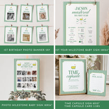 Load image into Gallery viewer, Green Golf 1st Year Birthday Invitation Bundle For Boys 0313
