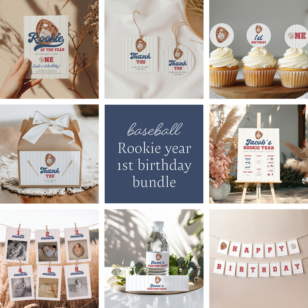 0315 rookie of the year baseball first birthday party bundle