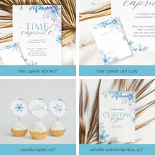 Load image into Gallery viewer, 0319 Blue Snowflake Winter Wonderland 1st Birthday Template Bundle (Digital Download)

