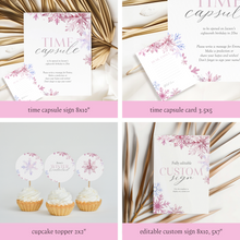 Load image into Gallery viewer, 0319 Pink Snowflake Winter Wonderland 1st Birthday Template Bundle (Digital Download)
