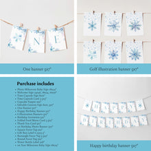 Load image into Gallery viewer, 0319 Blue Snowflake Winter Wonderland 1st Birthday Template Bundle (Digital Download)
