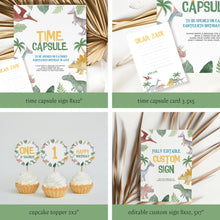 Load image into Gallery viewer, 0323 Dino One a Saurus 1st Birthday Template Bundle - Editable Jungle Party Digital Download
