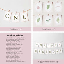 Load image into Gallery viewer, 0323 Pink T-Rex 1st Birthday Party Template Bundle (Digital Download)
