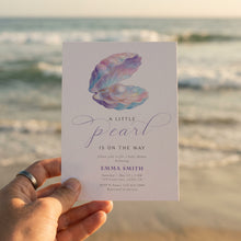 Load image into Gallery viewer, Seashell Pearl Baby Shower Invitation | Little Pearl Is On The Way Coastal 2046
