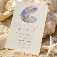 Load image into Gallery viewer, Seashell Pearl Baby Shower Invitation | Little Pearl Is On The Way Coastal 2046
