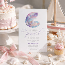Load image into Gallery viewer, Seashell Pearl Baby Shower Invitation | Little Pearl Is On The Way Coastal 2046
