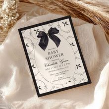 Load image into Gallery viewer, 2021 black bow baby shower invitation
