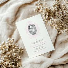 Load image into Gallery viewer, 0501 pink photo baptism invitation template
