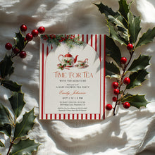Load image into Gallery viewer, 2033 Christmas Winter Holiday Time for Tea party Baby Shower Invite, Digital download, Editable template

