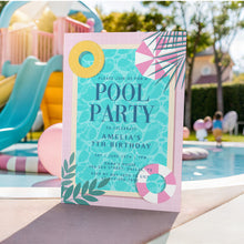 Load image into Gallery viewer, Summer Pool Party Invitation Editable Kids Watercolor Splash Backyard Birthday Invite Template 0339
