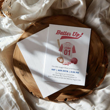 Load image into Gallery viewer, 0314 red batter up birthday invitation template
