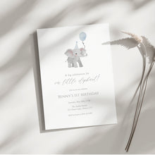 Load image into Gallery viewer, Blue Elephant Boys 1st Birthday Invite, Editable Digital Download Template 0324
