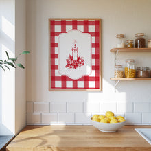 Load image into Gallery viewer, Vintage red gingham Christmas candle art print 13-228
