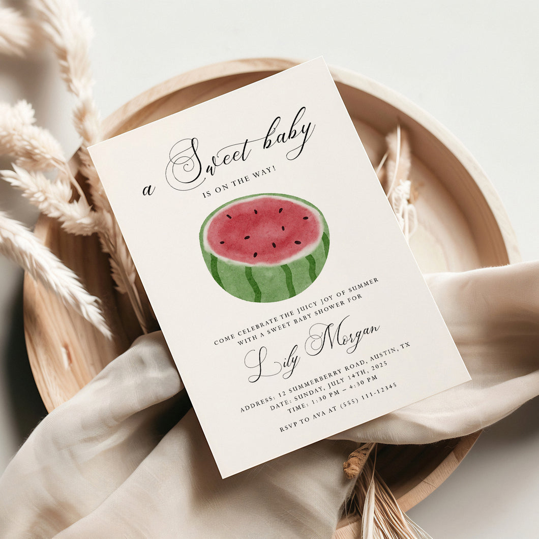 Corjl editable watermelon baby shower invitation template 2013