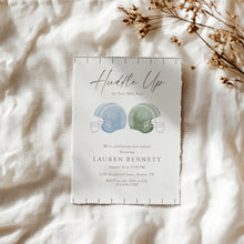 Load image into Gallery viewer, 2032 Blue Green Football Helmet Huddle Up Twins Sports Shower Invite, Digital Download, editable template
