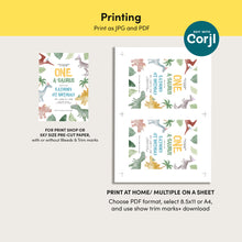 Load image into Gallery viewer, 0323 Dinosaur One-a-Saurus 1st Birthday Invitation, Printable Dinosaur Editable invite template, digital download
