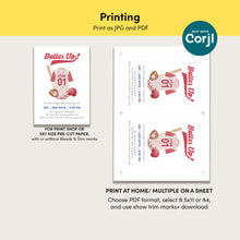 Load image into Gallery viewer, 0314 red batter up birthday invitation template
