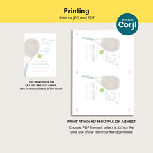 Load image into Gallery viewer, 0312 blue first match tennis birthday invitation template
