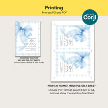 Load image into Gallery viewer, 0318 blue plaid bow birthday invitation
