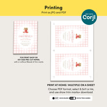 Load image into Gallery viewer, 0326 Two Sweet Girl 2nd Birthday Invite, Editable Template, Pink Gingham Strawberry, Digital Download
